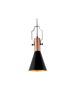 COLGANTE ETER 19X47CM E27 ALUMINIO NEGRO DORADO