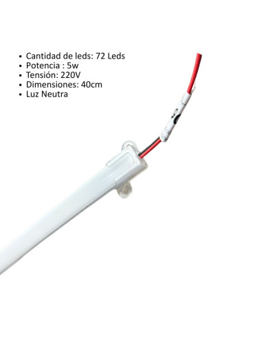 PERFIL LED PVC BAJO ALACENA 5W 40CM FRIA DIA 220V