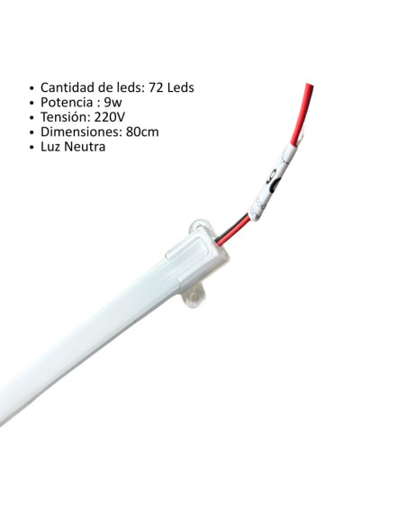 PERFIL LED PVC BAJO ALACENA 9W 80CM FRIA DIA 220V