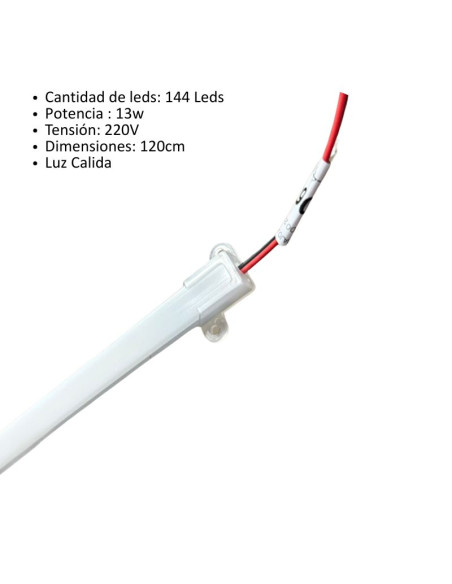 PERFIL LED PVC BAJO ALACENA 13W 120CM CALIDA 220V