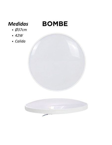 PLAFON REDONDO BOMBE 42W BLANCO LUZ CALIDA 37CM