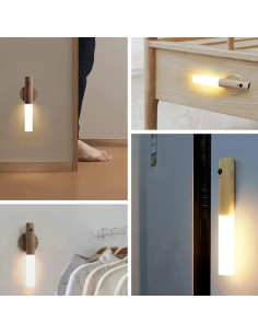 APLIQUE PARED MAGNETICO USB SENSOR MOV LUZ CALIDA MADERA 2