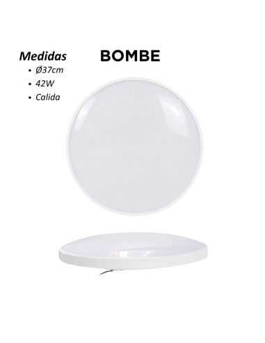 PLAFON REDONDO BOMBE 42W BLANCO LUZ CALIDA 37CM