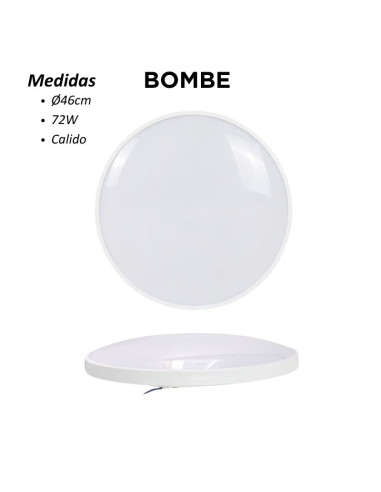 PLAFON REDONDO BOMBE 72W BLANCO LUZ CALIDA 46CM