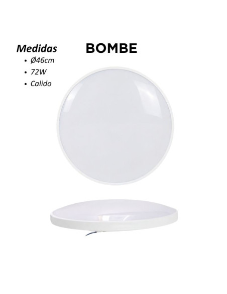PLAFON REDONDO BOMBE 72W BLANCO LUZ CALIDA 46CM