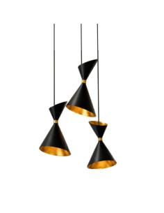 COLGANTE AURENZA 15X26CM E27 CHAPA NEGRO DORADO