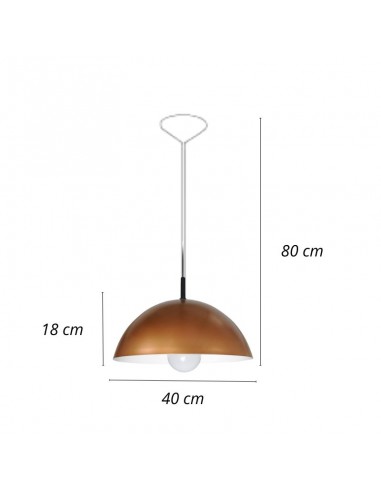 COLGANTE MEDIA ESFERA 40CM E27 CHAPA COBRE BLANCO