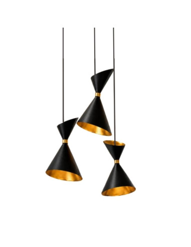COLGANTE AURENZA 15X26CM E27 CHAPA NEGRO DORADO