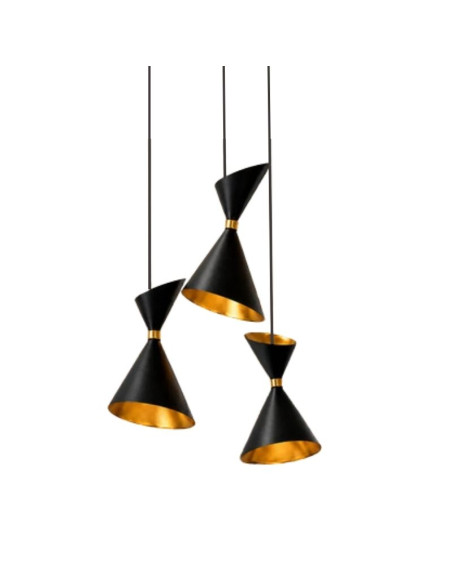 COLGANTE AURENZA 15X26CM E27 CHAPA NEGRO DORADO