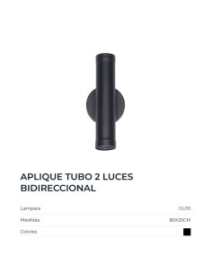 APLIQUE BIDIRECCIONAL TUBO 2 LUCES GU10 NEGRO 2