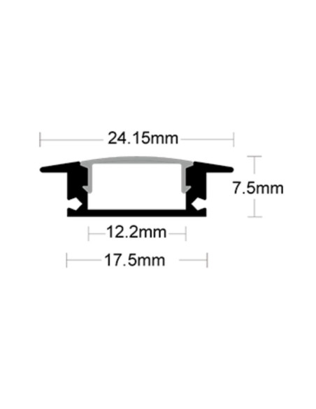 PERFIL PARA TIRA LED CANDIL ALUMINIO EMBUTIR 2M ALUM