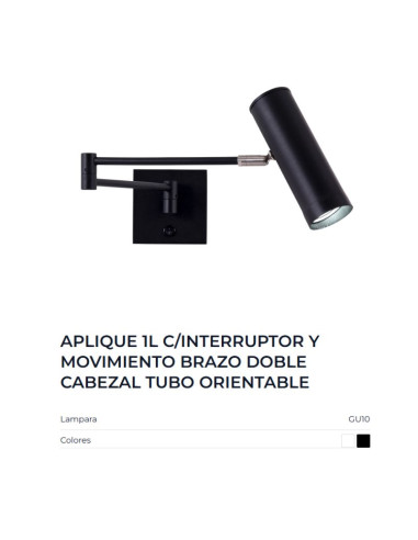 APLIQUE PARED OSTENDE DOBLE BRAZO MOVIL...