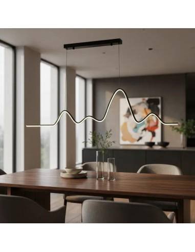COLGANTE LED AGATA  26W 128CM NEGRO CAL FRIA NEU