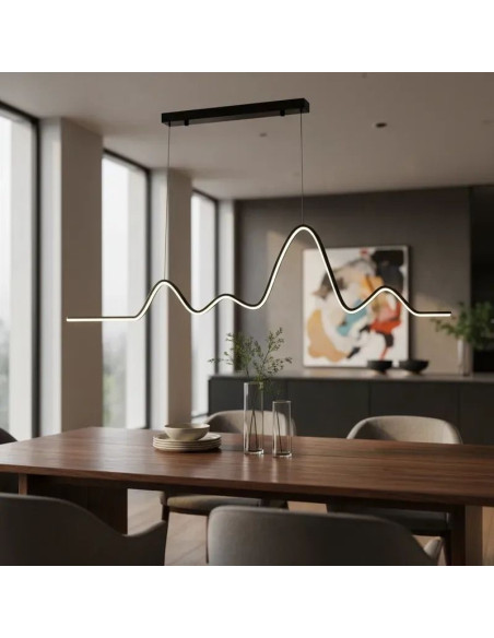 COLGANTE LED AGATA  26W 128CM NEGRO CAL FRIA NEU