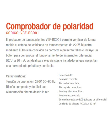 COMPROBADOR DE POLARIDAD GRALF VGF-RCD01