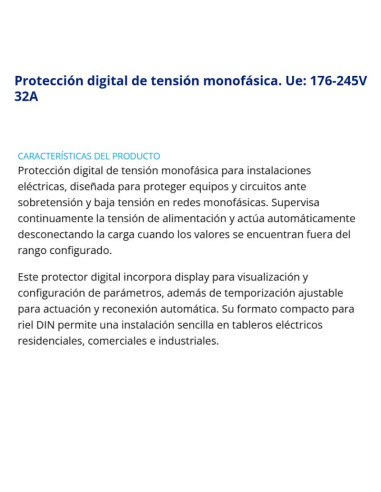PROTECTOR TENSION DIN MONO BAW DISPLAY 32A DIGITAL