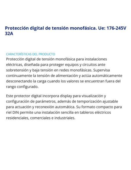 PROTECTOR TENSION DIN MONO BAW DISPLAY 32A DIGITAL