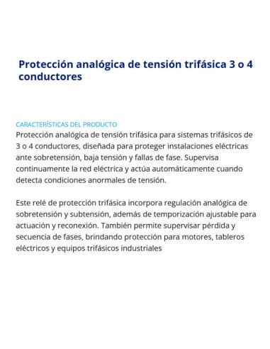 PROTECTOR  TENSION DIN TRIFASICO BAW ANALOGICO...
