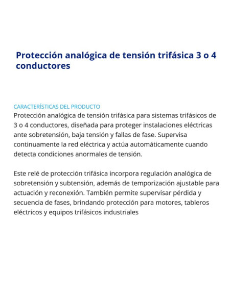 PROTECTOR  TENSION DIN TRIFASICO BAW ANALOGICO (RUV-3M)