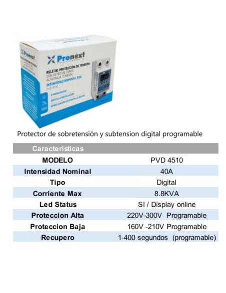 PROTECTOR TENSION DIN MONO PRONEXT DISP 40A PVD-451 DIGITAL