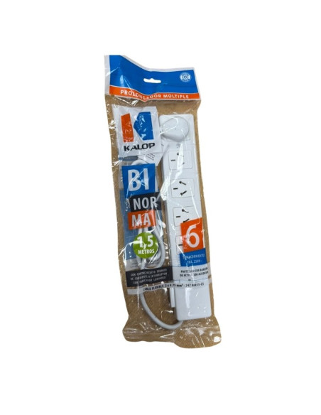 PROLONGADOR KALOP BIN KALOP 6 TOMAS CON PROTEC 1,5 MTS