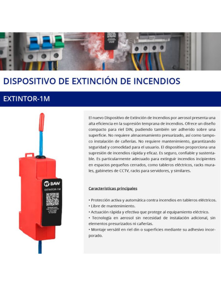 PROTECTOR EXTINCION DE INCENDIO FUEGO 1 MODULO DIN BAW