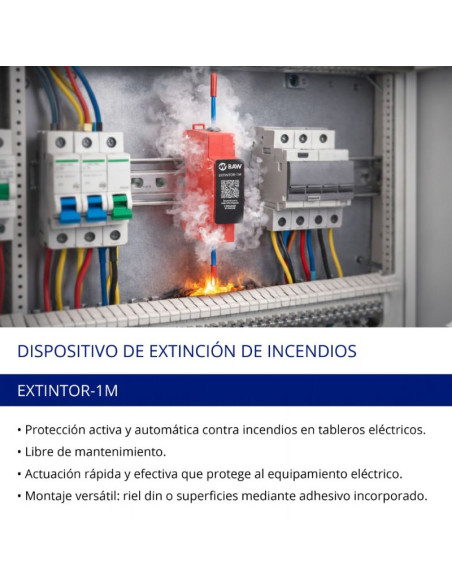 PROTECTOR EXTINCION DE INCENDIO FUEGO 1 MODULO DIN BAW