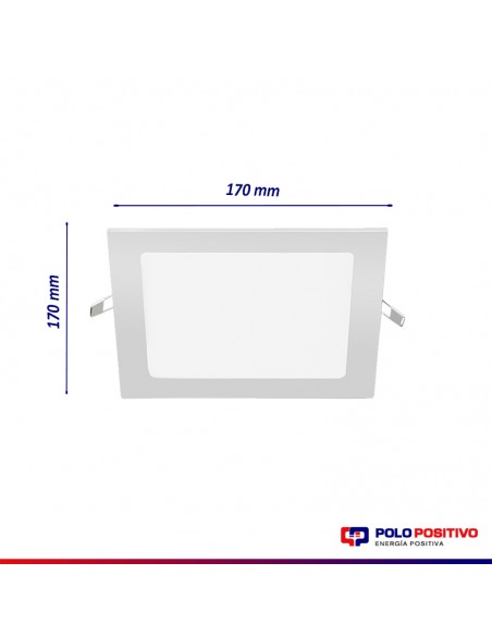 PANEL DE EMBUTIR LED CUADRADO BLANCO 12W 6000K FRIO 17X17CM