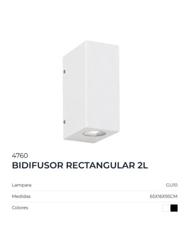 APLIQUE BIDIRECCIONAL RECTANGULAR 2 LUCES GU10...