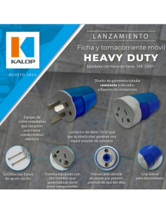 FICHA KALOP HEAVY DUTY HEMBRA 3 PATAS CHATAS AZUL 2