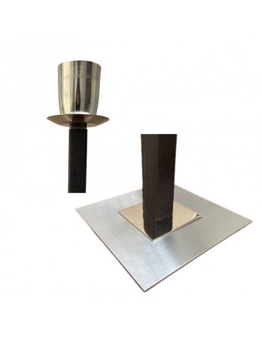 VELADOR CAÑO CUADRADO 20X20 CUERO MARRON NIQUEL...