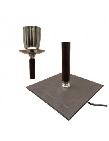 VELADOR CAÑO REDONDO CUERO MARRON SIN PANTALLA