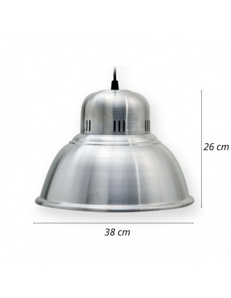 COLGANTE CAMPANA INDUSTRIAL ALUMINIO PLATIL 38CM E27